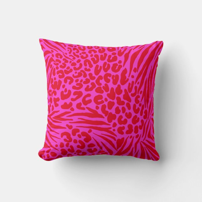 Zebra Stripes Leopard Rosa Wildtier Kissen (Vorderseite)