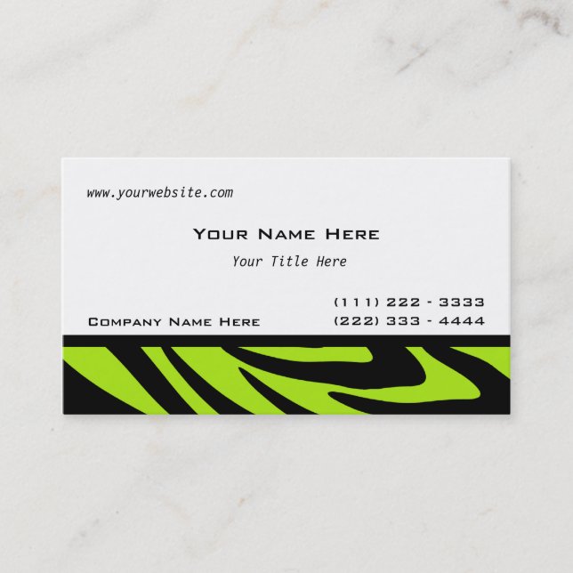 Zebra Stripes Lime Green Visitenkarte (Vorderseite)