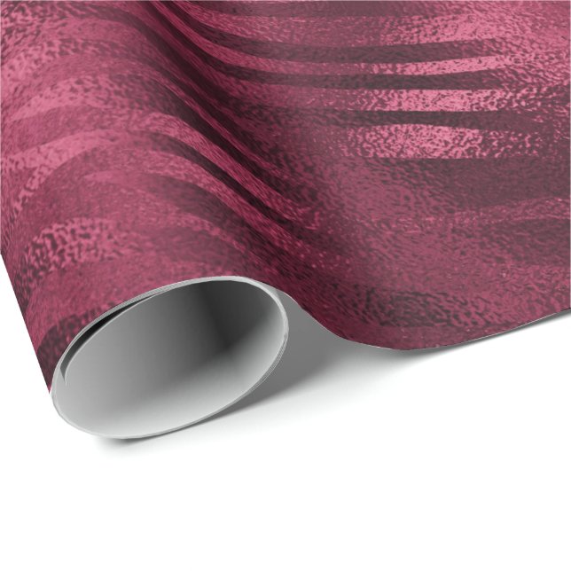 Zebra Stripes Lines Marsala Glitzer Burgundy Geschenkpapier (Rolleneckpunkt)
