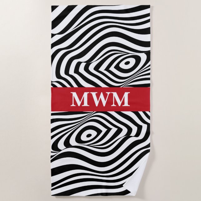 Zebra Stripes Monogram Beach Handtuch (Vorderseite)