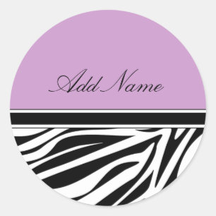 Zebra Stripes Monogramm-Aufkleber-Aufkleber Runder Aufkleber