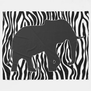 Zebra Stripes Muster mit Elephant + Ihre Ideen Fleecedecke