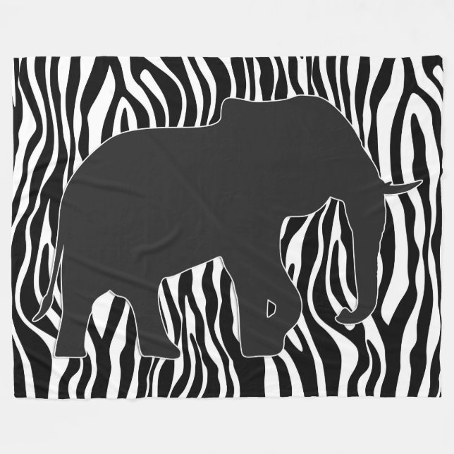 Zebra Stripes Muster mit Elephant + Ihre Ideen Fleecedecke (Vorderseite (Horizontal))