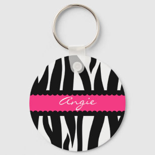 Zebra Stripes Muster Personalisiert Name Schlüsse Schlüsselanhänger