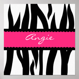 Zebra Stripes Muster Personalisierter Name Poster
