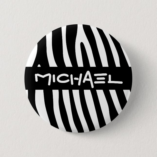 Zebra stripes pattern black & white + your ideas button (Vorderseite)
