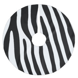 Zebra stripes pattern black & white + your ideas polyester weihnachtsbaumdecke