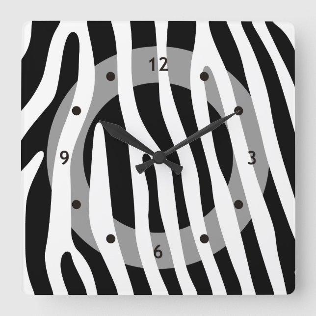 Zebra stripes pattern black & white + your ideas quadratische wanduhr (Vorderseite)