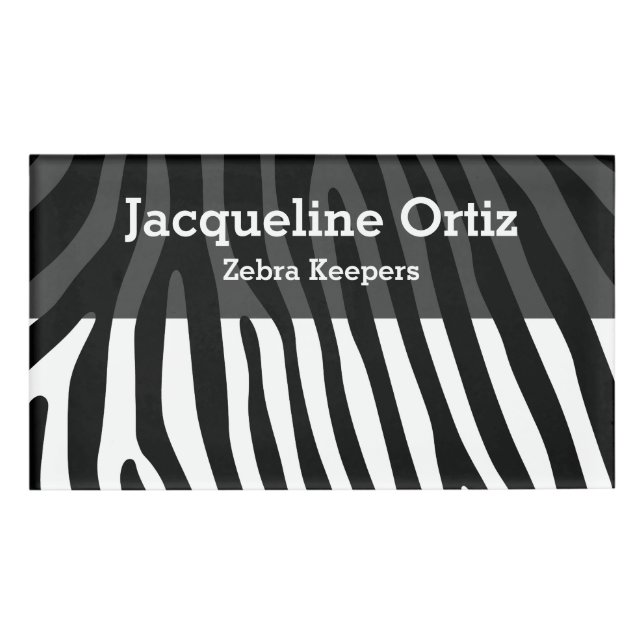 Zebra stripes pattern + your background & ideas namenschild (Vorderseite)
