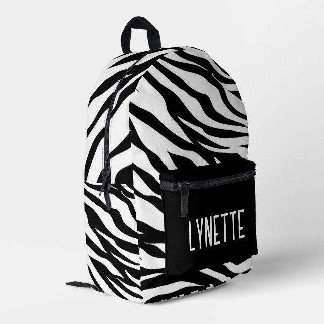 Zebra Stripes Personalisiert Bedruckter Rucksack (Rückseitige Ecke links)