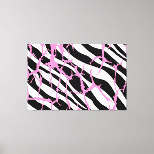 Zebra Stripes Pink Grunge Moderne Leinwand Kunst, 