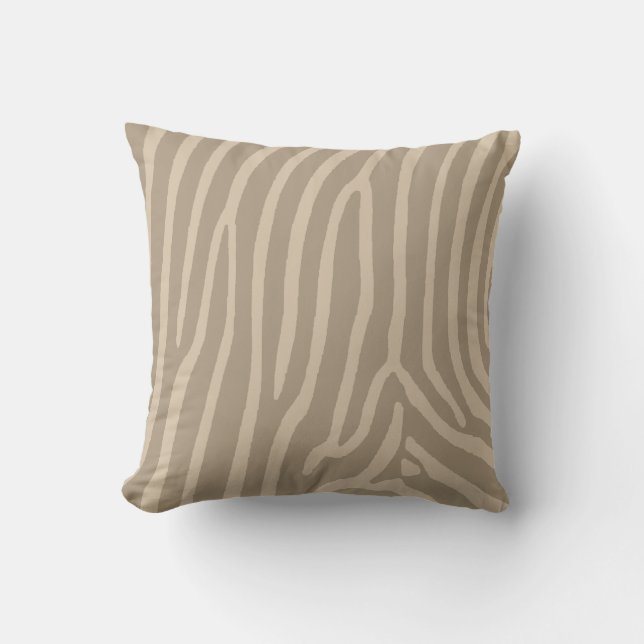 Zebra Stripes Tan und Cream Kissen (Vorderseite)