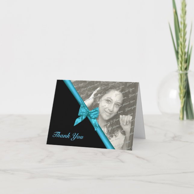 Zebra Stripes und Ribbon Vielen Dank Hinweis mit F Dankeskarte (Vorderseite)