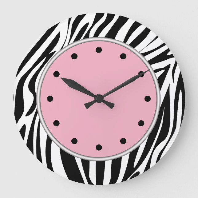 Zebra Stripes Wildlife Clocks Große Wanduhr (Vorderseite)