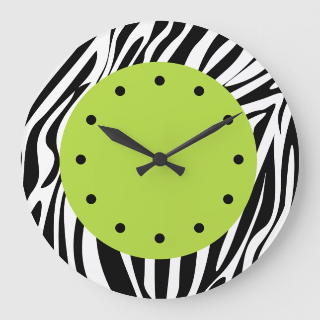 Zebra Stripes Wildlife Clocks Große Wanduhr (Vorderseite)