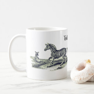 Zebra Stute mit Fohlen Vintage Kunst Kaffeetasse