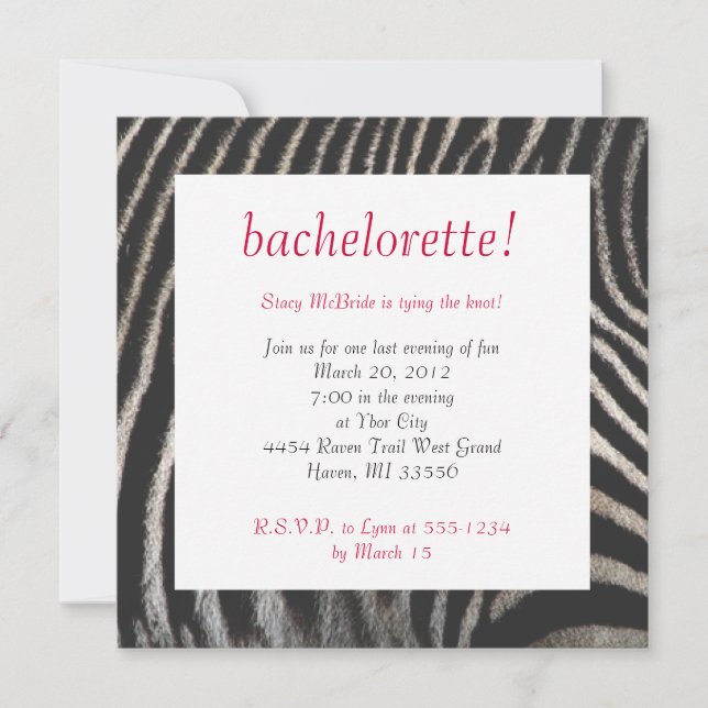 Zebra Style Einladung (Vorderseite)