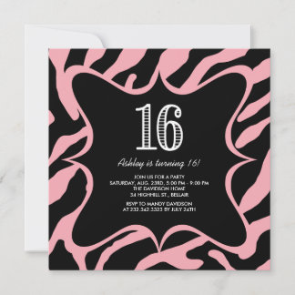 Zebra Sweet 16 Einladungen