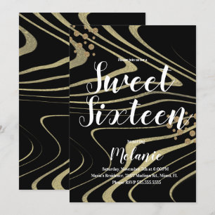 Zebra Sweet 16 Glitter Faux-Gold und Folien Geo Einladung