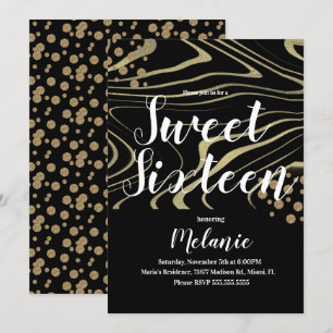Zebra Sweet 16 Glitter Faux Gold und Folien Geo Einladung