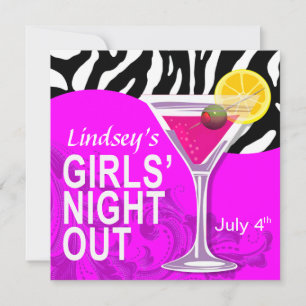 Zebra Swoop Girls' Night Out Cocktail Party Einladung