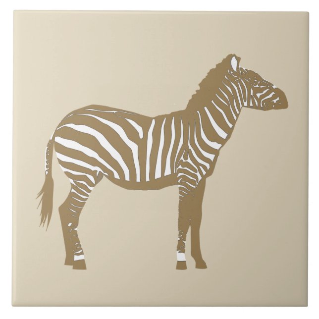 Zebra - Taupe Tan und White Fliese (Vorderseite)