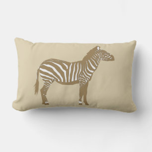 Zebra - Taupe Tan und White Lendenkissen