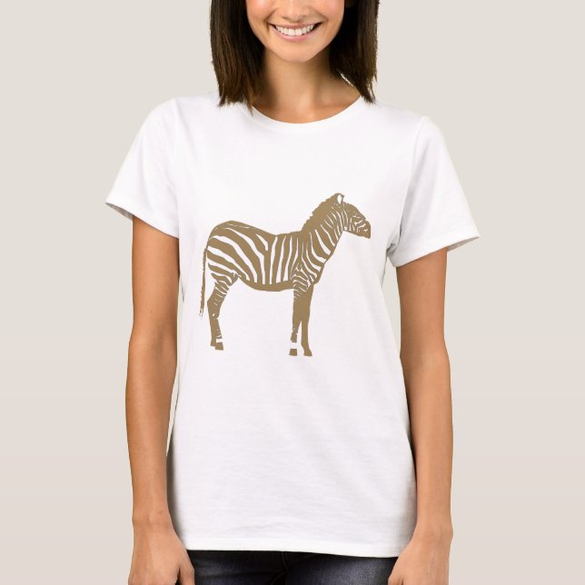 Zebra - Taupe Tan und White T-Shirt (Vorderseite)
