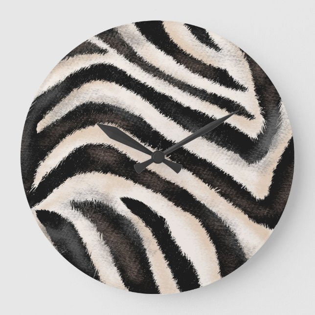Zebra Texture: Hand Zeichnend, afrikanisch. Große Wanduhr (Vorderseite)