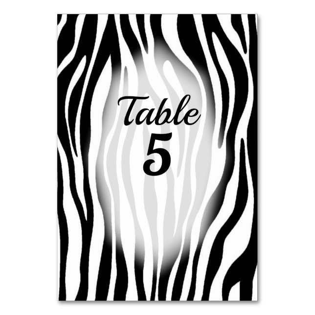 Zebra Theme Table Numbers Tischnummer (Vorderseite)