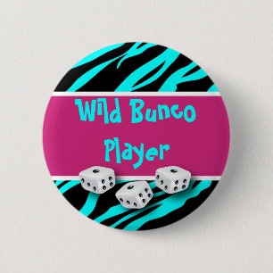 Zebra-Tierdruck wilder Bunco Spieler Button