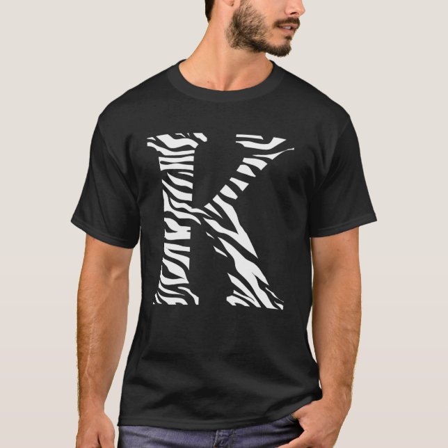 Zebra-Tierhaut-Muster Initialen Buchstabe K Name M T-Shirt (Vorderseite)
