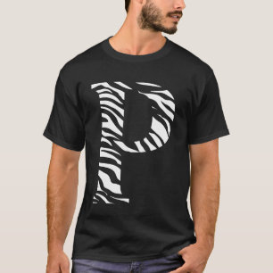 Zebra-Tierhaut-Muster Initialen Buchstabe P Name M T-Shirt