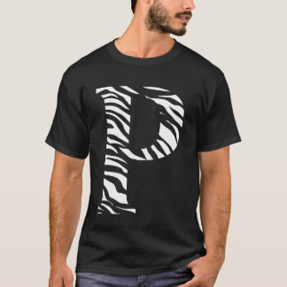 Zebra-Tierhaut-Muster Initialen Buchstabe P Name M T-Shirt