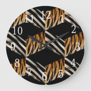 Zebra & Tiger Round Clock Große Wanduhr