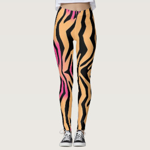 Zebra Tiger Stripe Pink Wilde Tiere Hautmuster Leggings