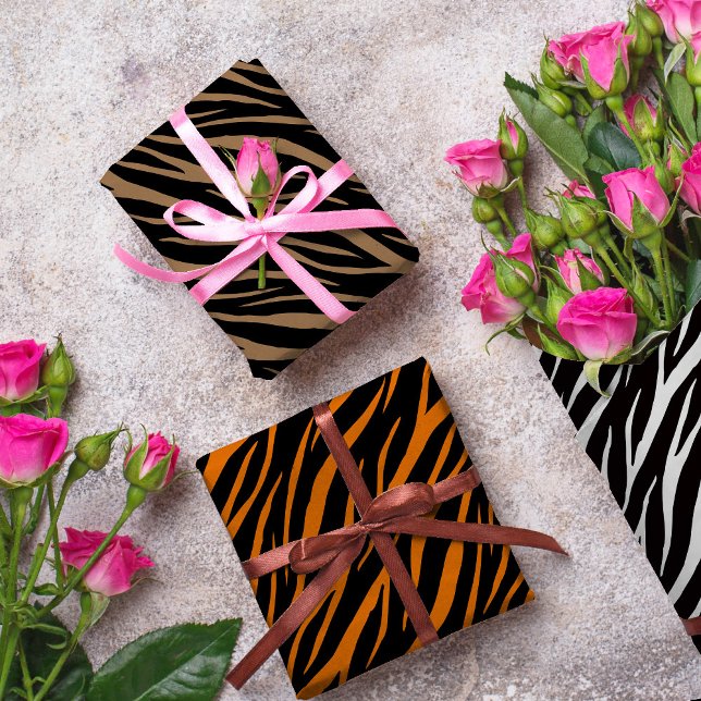 Zebra Tiger & Tabby Print Niedlich Modernes Muster Geschenkpapier Set (Von Creator hochgeladen)