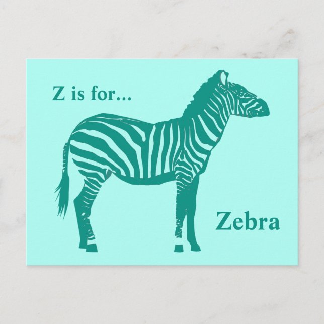 Zebra - Türkis und Aqua Postkarte (Vorderseite)