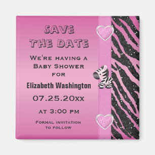 Zebra-u. Herz-Baby-Dusche Save the Date Magnet