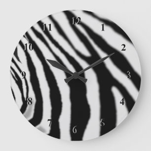 Zebra Uhr - Schwarz und Weiß modern gestreift - K