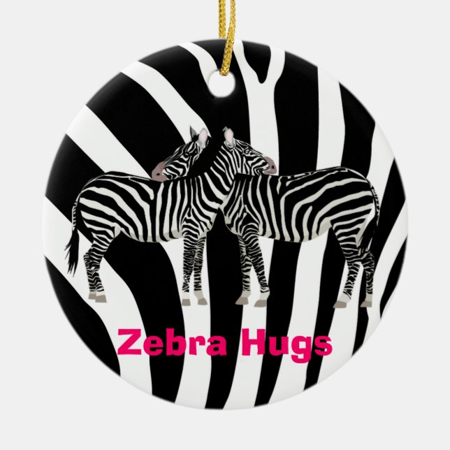 Zebra-Umarmungen Keramik Ornament (Vorne)
