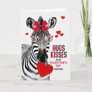 Zebra Umarmungen und Küsse Valentinstag Feiertagskarte