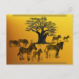 Zebra und Baobab Tree Postcard Postkarte