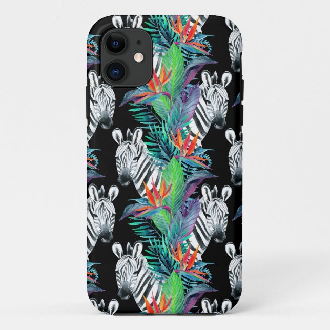 Zebra- und Exotic-Blume-Muster Case-Mate iPhone Hülle (Rückseite)