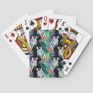 Zebra- und Exotic-Blume-Muster Spielkarten