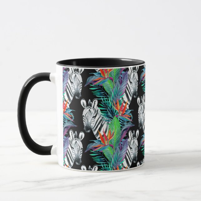 Zebra und exotisches Blumen-Muster Tasse (Links)