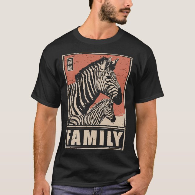 Zebra und Foal - Bold Safari Family Connection T-Shirt (Vorderseite)