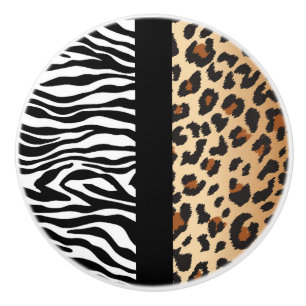 Zebra- und Leopard-Cheetah-Druck-Schrankkommode Keramikknauf
