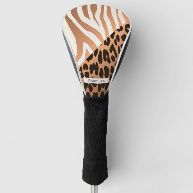 Zebra-und Leopard-Druck Golf Headcover (Vorderseite)