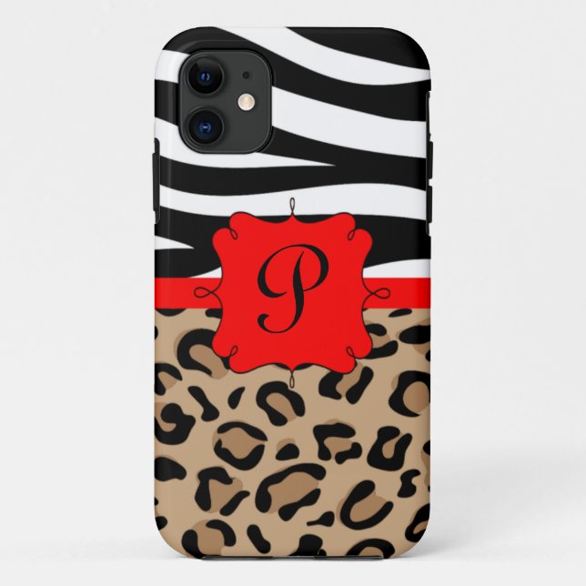 Zebra und Leopard drucken personalisiertes Case-Mate iPhone Hülle (Rückseite)